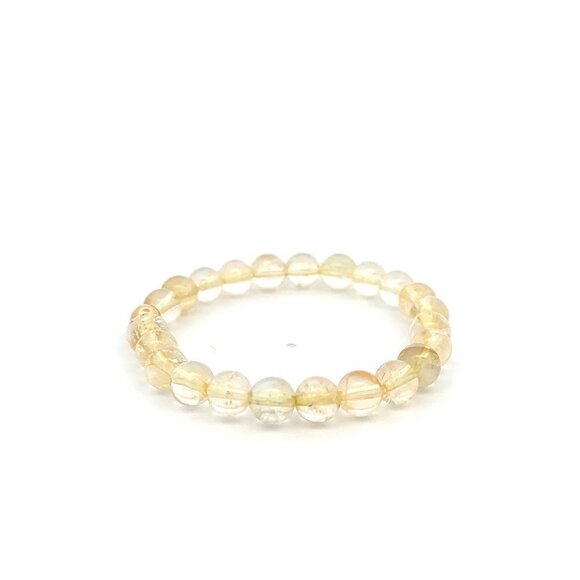 Natural Citrine Gemstones 6mm Stretchable Bracelet 18k Gold Bead Charm - Picture 5 of 5